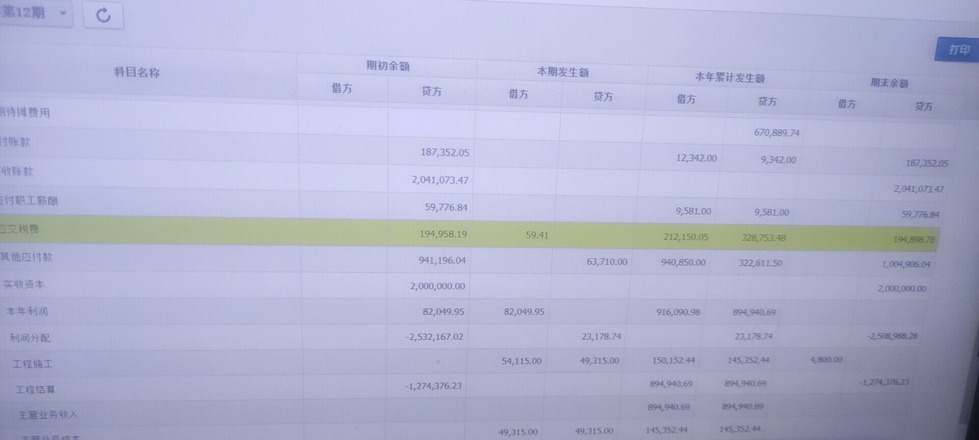 老师这是截图本年累计发生额借方跟贷方怎么不一致。