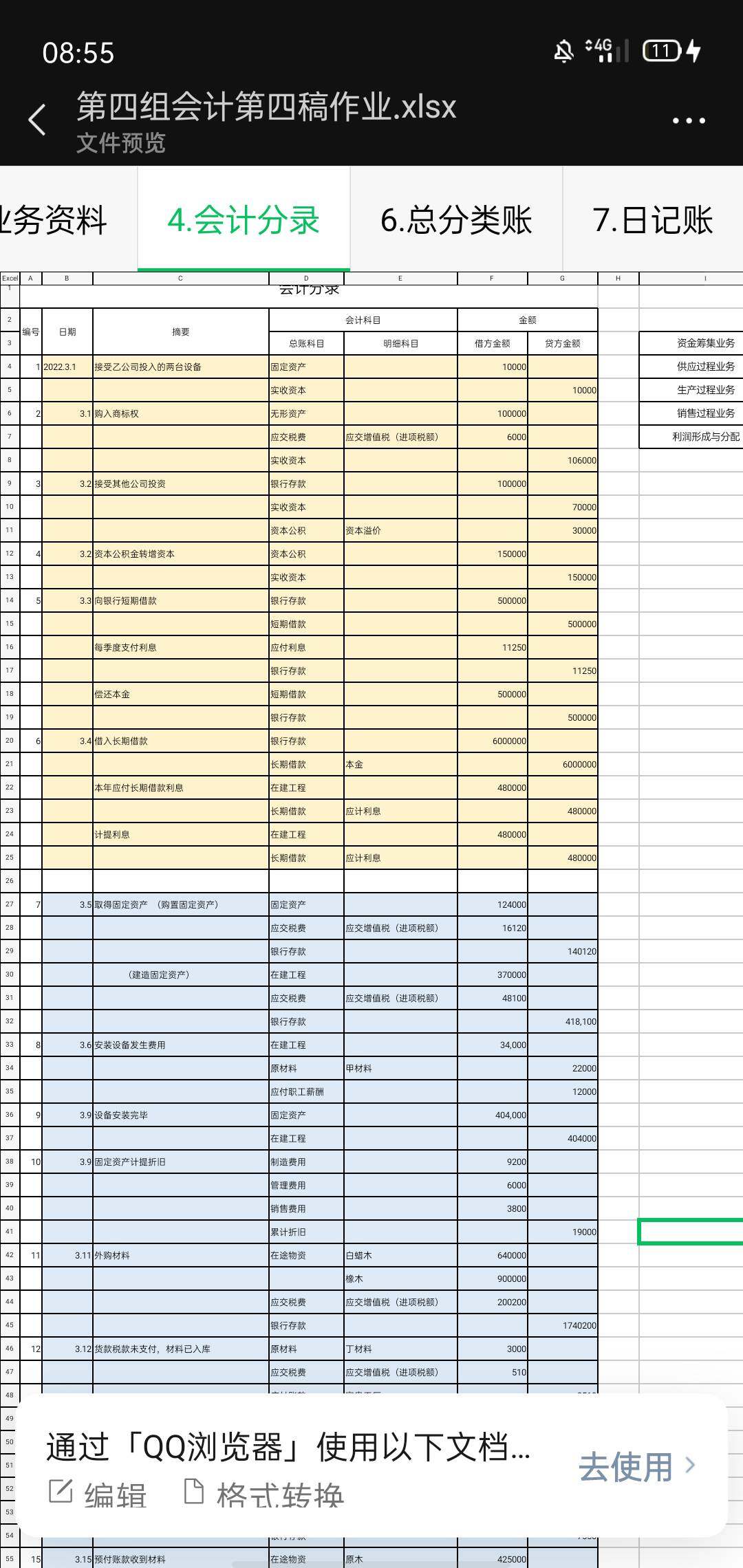 写试算平衡表