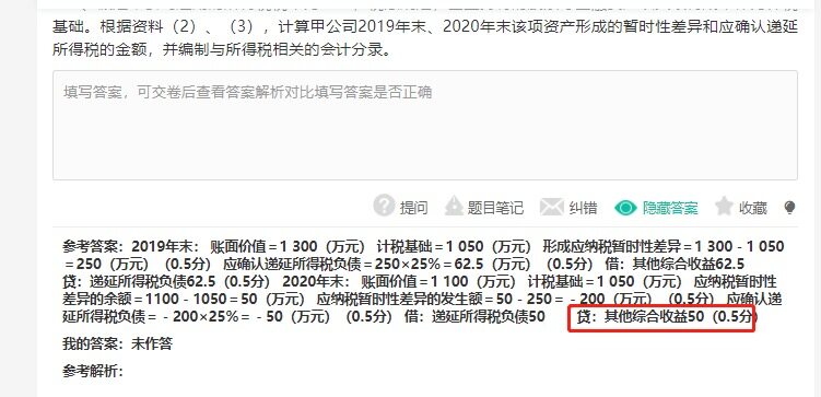 这个为什么用的是其他综合收益科目  不是所得税费用
